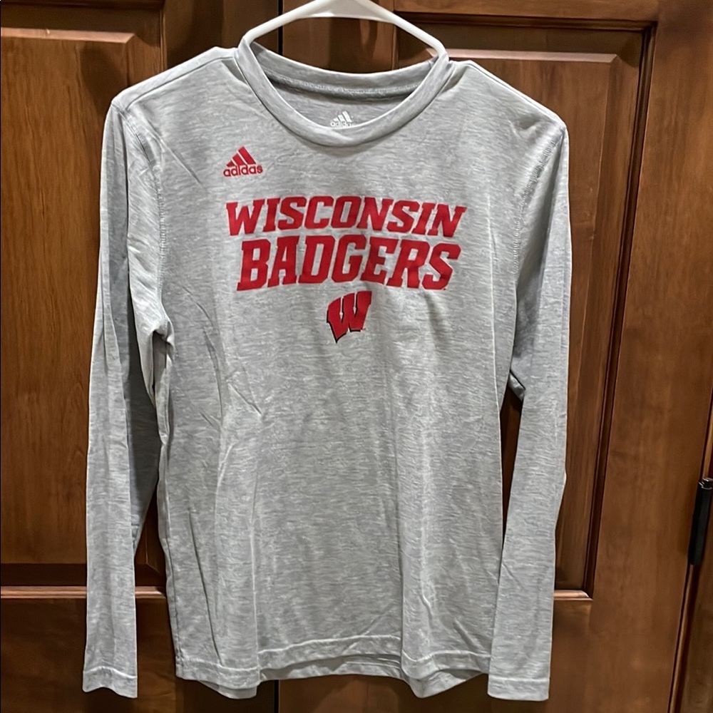 Adidas Wisconsin Badgers Gray Long Sleeve Shirt